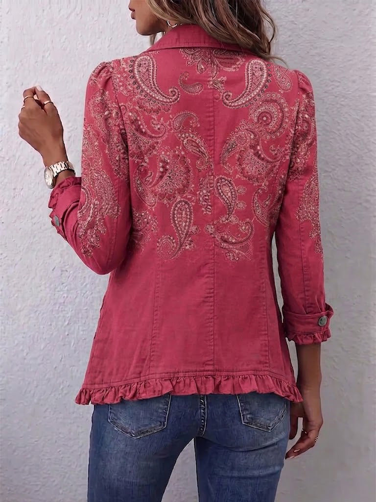 Isotta | Giacca vintage con stampa paisley e volant