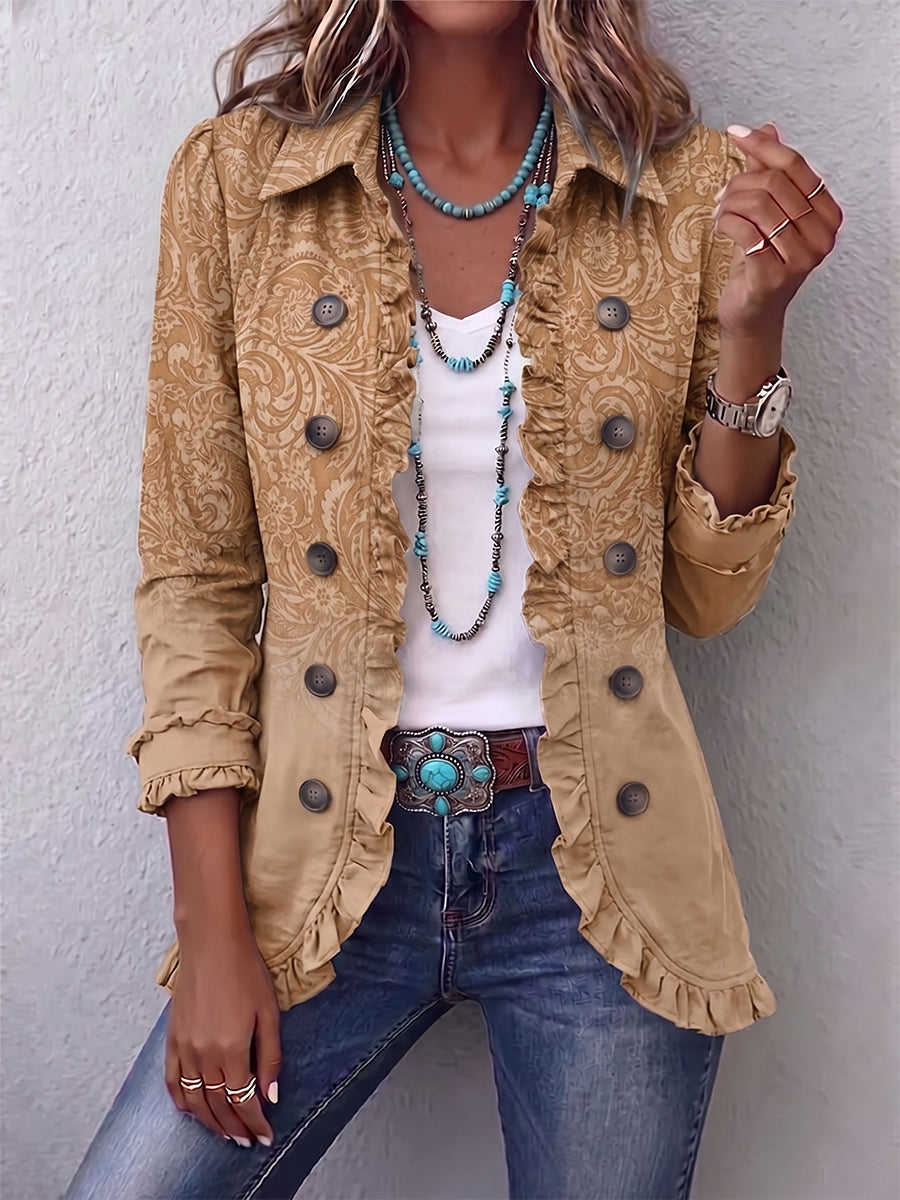 Chiara | Giacca in stile western stampata con volant