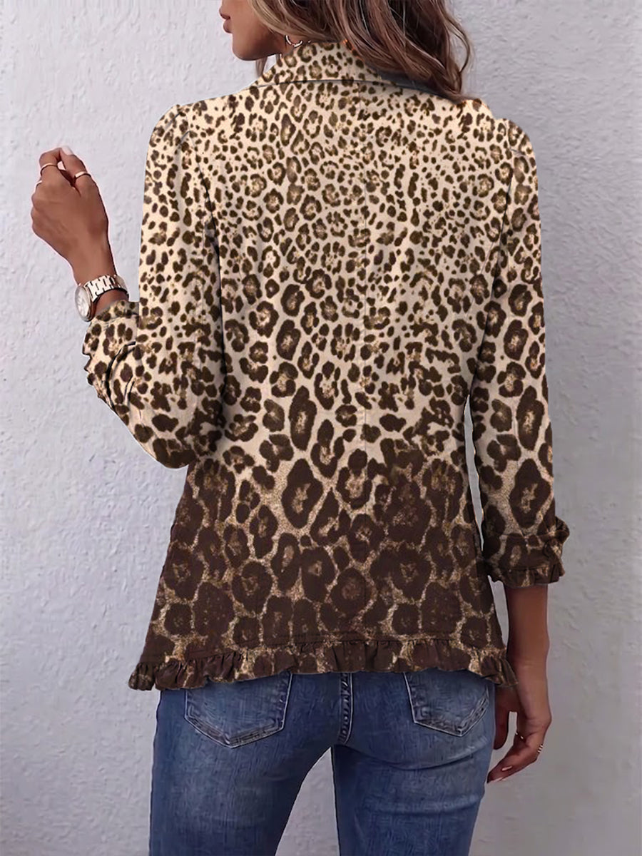 Ilaria | Giacca con rouches e stampa leopardo